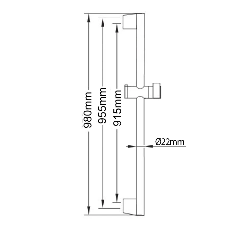 Rysunek techniczny - AMY zestaw prysznicowz uchwytem przesuwnym 980mm, wąż prysznicowy 1500mm, chrom