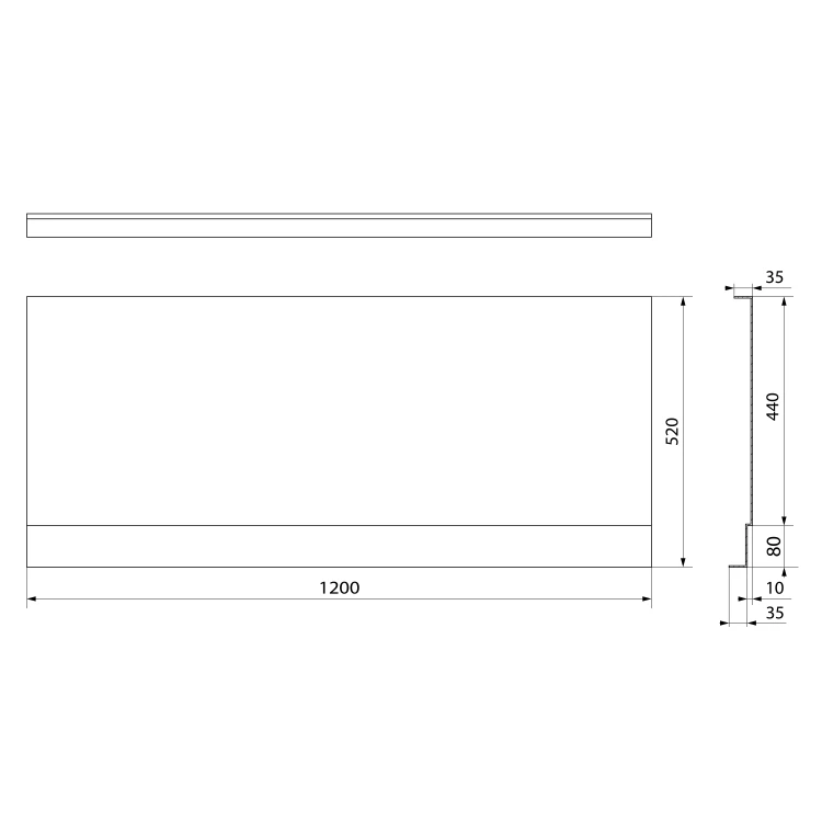 Rysunek techniczny - COUVERT NIKA obudowa czołowa, 120x52cm