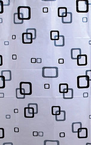 Zasłonka prysznicowa 180x180cm, PEVA, biały/niebieski/czarny