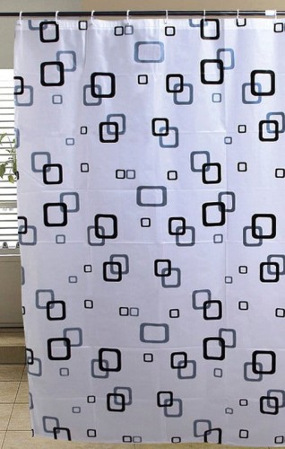 Zasłonka prysznicowa 180x180cm, PEVA, biały/niebieski/czarny #2