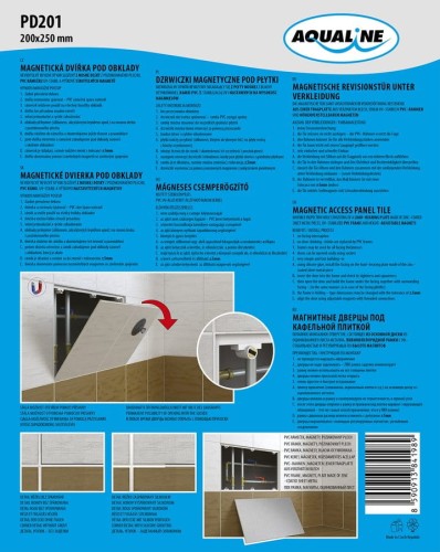 Drzwiczki rewizyjne magnetyczne pod płytki 200x250 mm