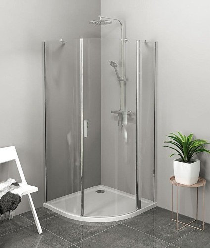 ZOOM kabina prysznicowa półokrągła 900x900mm, szkło czyste, prawa